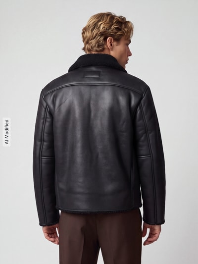 ONLY & SONS Kunstlederjacke mit Shearlingkragen Black 5