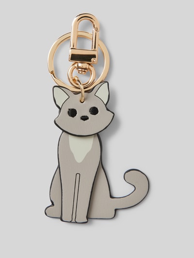 Seidenfelt Sleutelhanger met karabijnsluiting, model 'My CAT' Lichtgrijs - 1