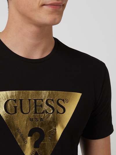 Guess T-shirt o kroju super slim fit z logo  Czarny 3