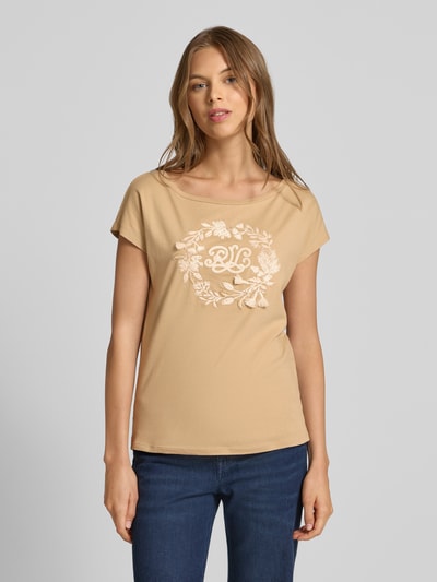 Lauren Ralph Lauren T-Shirt mit geripptem U-Boot-Ausschnitt Modell 'GRIETA' Sand 4
