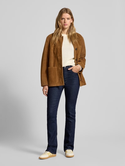 Calvin Klein Jeans Jeansy z poszerzaną nogawką i detalem z logo Jeansowy niebieski 1