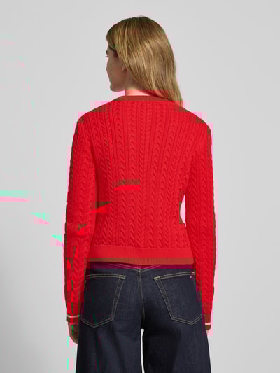 Armedangels Slim fit sweatjack van puur katoen, model 'JULIAANAS CABLE' Lichtrood - 5