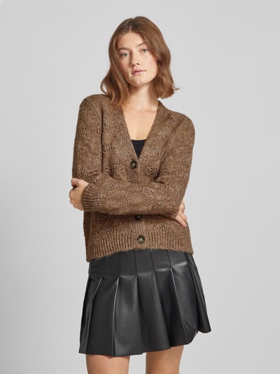 Pieces Regular Fit Strickjacke mit Alpaka-Anteil und Fallmaschenmuster Modell 'BIBBI' Hazel 4