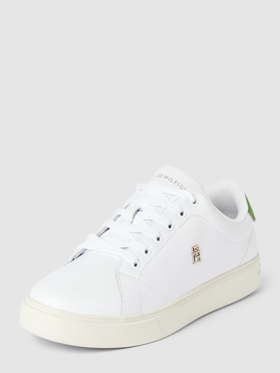 Tommy Hilfiger Sneaker aus Leder mit Label-Detail in metallic Modell 'ELEVATED' Weiss 1