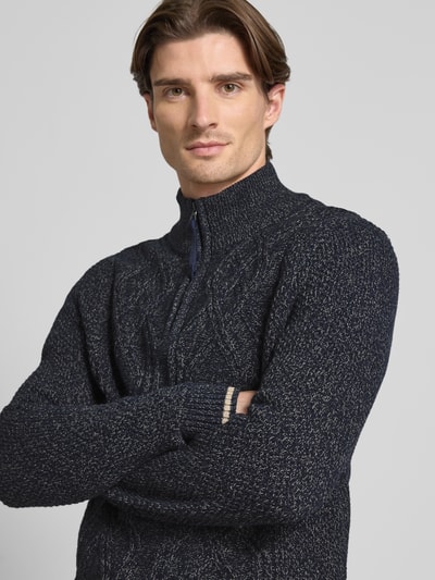 Lerros Sweter z dzianiny z kołnierzem Ciemnoniebieski 3