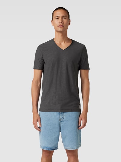 MCNEAL Regular Fit T-Shirt aus Baumwolle mit V-Ausschnitt Dunkelgrau 4