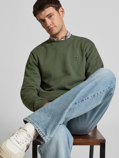 Scotch & Soda Bluza z detalem z logo Oliwkowy 3