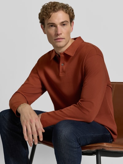 Selected Homme Koszulka polo o kroju relaxed fit z mieszanka bawełny model 'AIDEN' Rdzawoczerwony 3