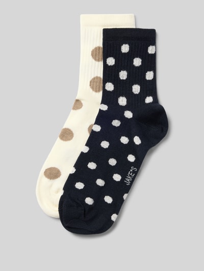 Produktfoto, Socken im Allover-Look im 2er-Pack von Jake*s Casual aus Baumwoll-Mix mit Stretch-Anteil, kontrastreiche Punktmuster, körpernahe Passform