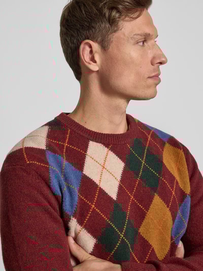 Gant Gebreide pullover met ronde hals Donkerrood - 3