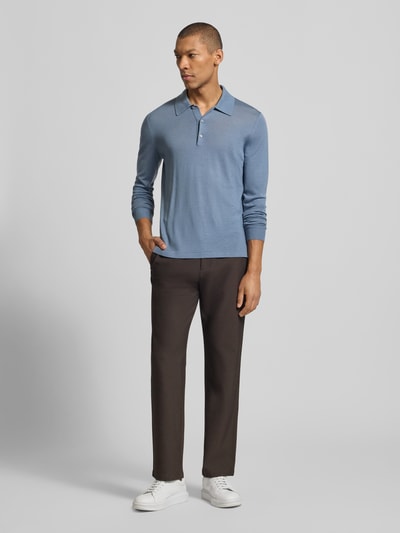 Tiger of Sweden Slim Fit Poloshirt aus reiner Wolle Modell 'Eross' Rauchblau 1