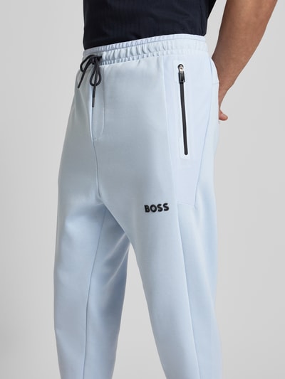 BOSS Green Sweatpants met elastische band, model ‘Hadiko’ Rookblauw - 3