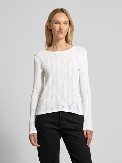 Vero Moda Regular Fit Langarmshirt aus reiner Baumwolle Modell 'LISA' Weiss 4