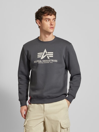 Alpha Industries „BASIC SWEATER” z nadrukiem z logo  Ciemnoszary 4