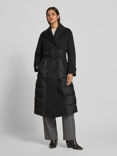 Windsor Płaszcz z kołnierzem z połami i paskiem Ciemnoszary melanż 4