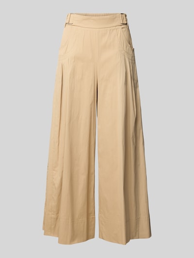MAC Wide Leg Stoffhose mit verkürztem Schnitt Modell 'Leonie' Beige 2