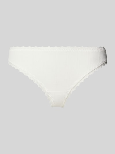Productfoto, string met kant model 'Nivia' van Neo Noir, dames string, mix van katoen en elastaan, nauwsluitend, met kant, crèmekleur