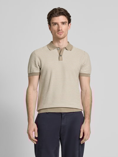 Christian Berg Men Poloshirt mit kurzer Knopfleiste Taupe 4