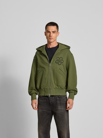 Kenzo Regular Fit Sweatjacke mit Logo-Print Khaki 4