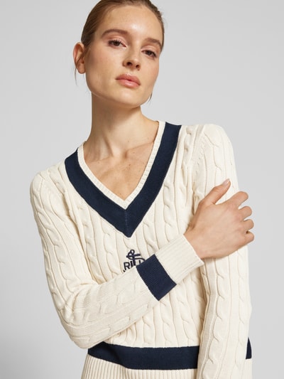 Lauren Ralph Lauren Strickpullover mit gerippten Abschlüssen Beige 3