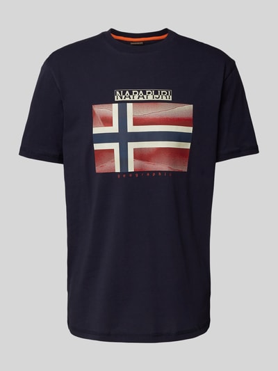 Napapijri T-Shirt mit Label-Print Modell 'LARI' Marine 1