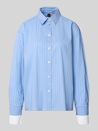 Stefanel Hemdbluse mit Knopfleiste Hellblau Melange 2