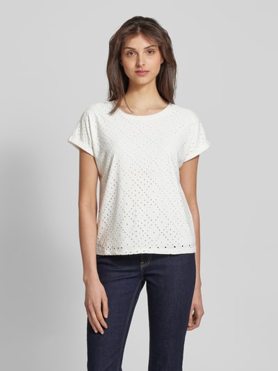 Vero Moda Relaxed Fit T-Shirt mit Lochspitze Modell 'TASSA' Weiss 4