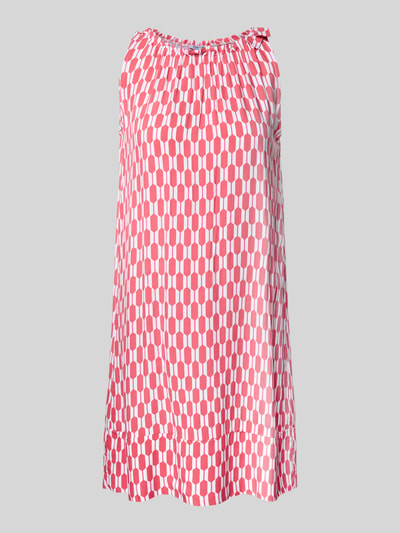 Produktfoto, Knielanges Kleid aus Viskose mit Rundhalsausschnitt von ZABAIONE, lockerer Schnitt, rosa-weißes Muster, Modell Sy44lvie