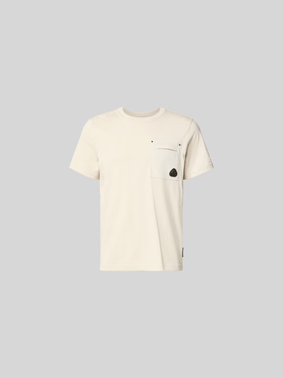 Produktfoto, Regular Fit T-Shirt mit Brusttasche von Moose Knuckles, cremefarben, reine Baumwolle, Rundhalsausschnitt, Logo-Detail