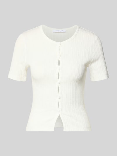 Produktfoto, T-Shirt mit Motiv-Print Modell 'SAJUNI' von Samsøe Samsøe aus reiner Baumwolle, Regular Fit, weiß, strukturierte Oberfläche