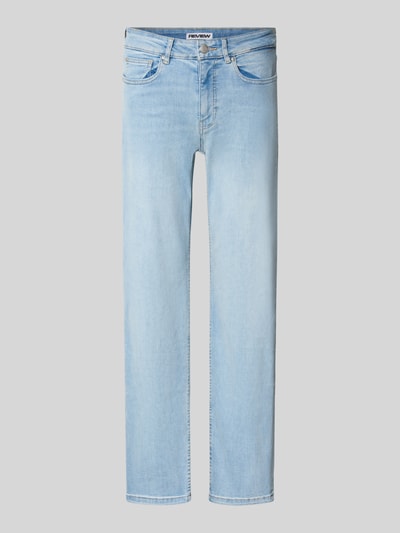 Produktfoto, Straight Fit Jeans aus Baumwoll-Mix von REVIEW in hellem Blau mit 5-Pocket-Design, glatte Oberfläche, Damen Jeans