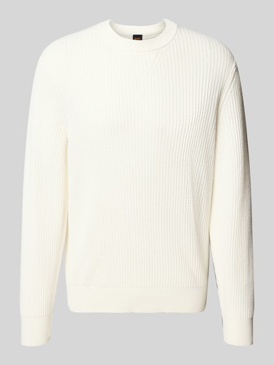BOSS Orange Regular Fit Strickpullover aus Baumwoll-Mix Modell 'APOKKO' Offwhite 2
