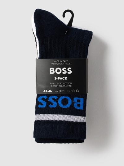 BOSS Socken mit Label-Detail im 3er-Pack Modell 'Rib Stripe' Dunkelblau 3