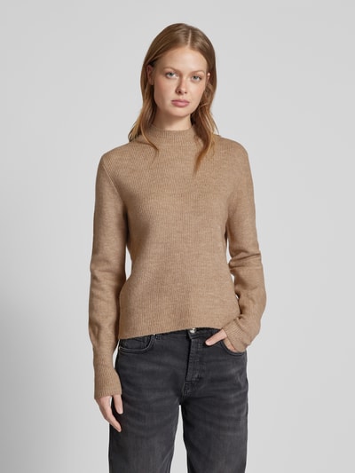 Vero Moda Sweter z dzianiny o kroju regular fit z bufiastymi rękawami model ‘PIPPA’ Szarobrązowy 4