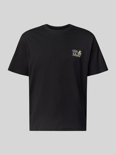 Produktfoto, zwart heren T-shirt met motiefprint Jack & Jones model 'VINTAGE CARTOON', puur katoen, regular fit, ronde hals