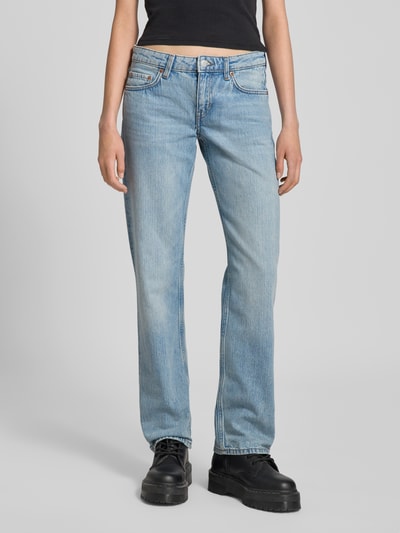 WEEKDAY Jeansy z prostą nogawką z czystej bawełny model ‘Arrow’ Jasnoniebieski melanż 4