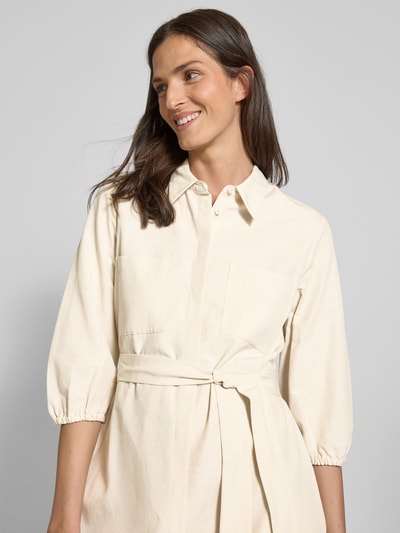 comma Regular fit overhemdjurk van viscosemix met linnen Zand - 3