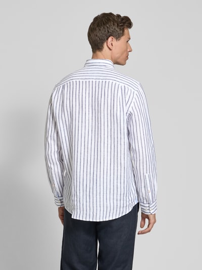 Christian Berg Men Koszula lniana o kroju regular fit z kołnierzykiem typu button down Biały 5