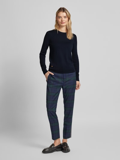 Lauren Ralph Lauren Gebreide pullover met geribde ronde hals, model 'SHAVONNE' Donkerblauw - 1