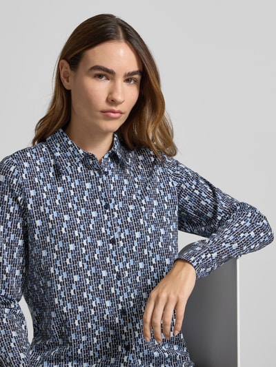 s.Oliver RED LABEL Relaxed fit blouseshirt van katoenmix Blauw - 3