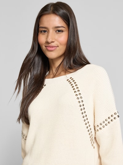 Oui Strickpullover mit Nieten Offwhite 3