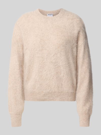 Productfoto, beige pullover van kasjmier Regular Fit Pullover aus reinem Kaschmir model 'Cabrucrewn' van Jake*s Casual, zachte textuur