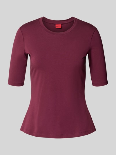 HUGO Slim fit T-shirt van katoenmix, model 'DARNELIA' Bordeaux - 2