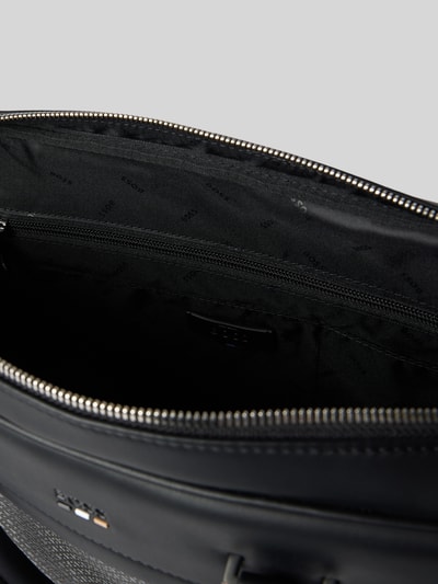 Produktfoto, Laptoptasche mit Monogramm Muster Modell 'RAY_MN_S' von BOSS in Unifarben-Optik, Kunstleder, Reißverschluss, Innenansicht Hauptfach