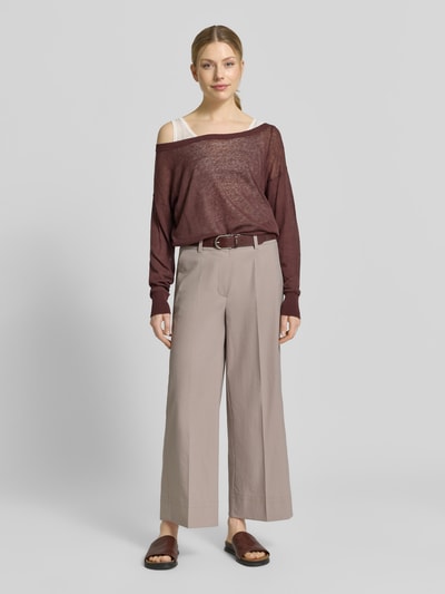 BOSS Sweter o kroju relaxed fit z przezroczystego materiału Czekoladowy 1