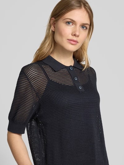 IVY OAK Koszulka polo z haftem angielskim model 'FLO’ Granatowy 3