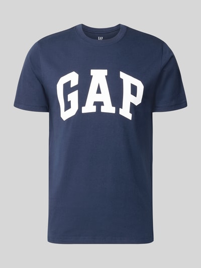 Produktfoto, T-Shirt mit Logo und Rundhalsausschnitt von GAP in Dunkelblau, Herren T-Shirt aus Reine Baumwolle, Regular-Fit, Rückenlänge 72 cm in Größe M