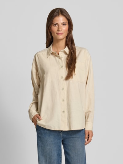 Mustang Oversized overhemdblouse met linnen, model 'Willow' Beige - 4