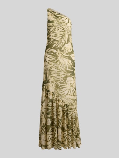 Lauren Ralph Lauren One Shoulder Abendkleid mit Volants Oliv 2