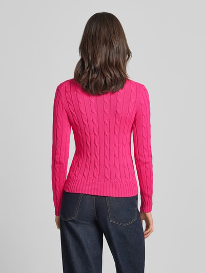 Polo Ralph Lauren Strickpullover mit Zopfmuster Modell 'JULIANNA' Pink 5